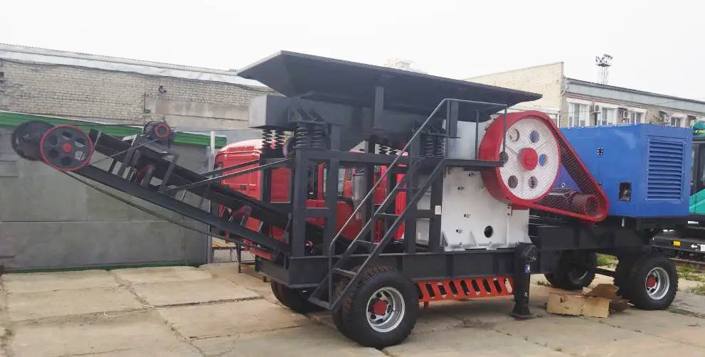 ДСК ZPE2400 на колесном шасси с генераторной установкой и грохотом Дробильно-сортировочный комплекс ZPE2400 с щековой дробилкой PE-250х400 на колесном шасси с генераторной установкой и грохотом